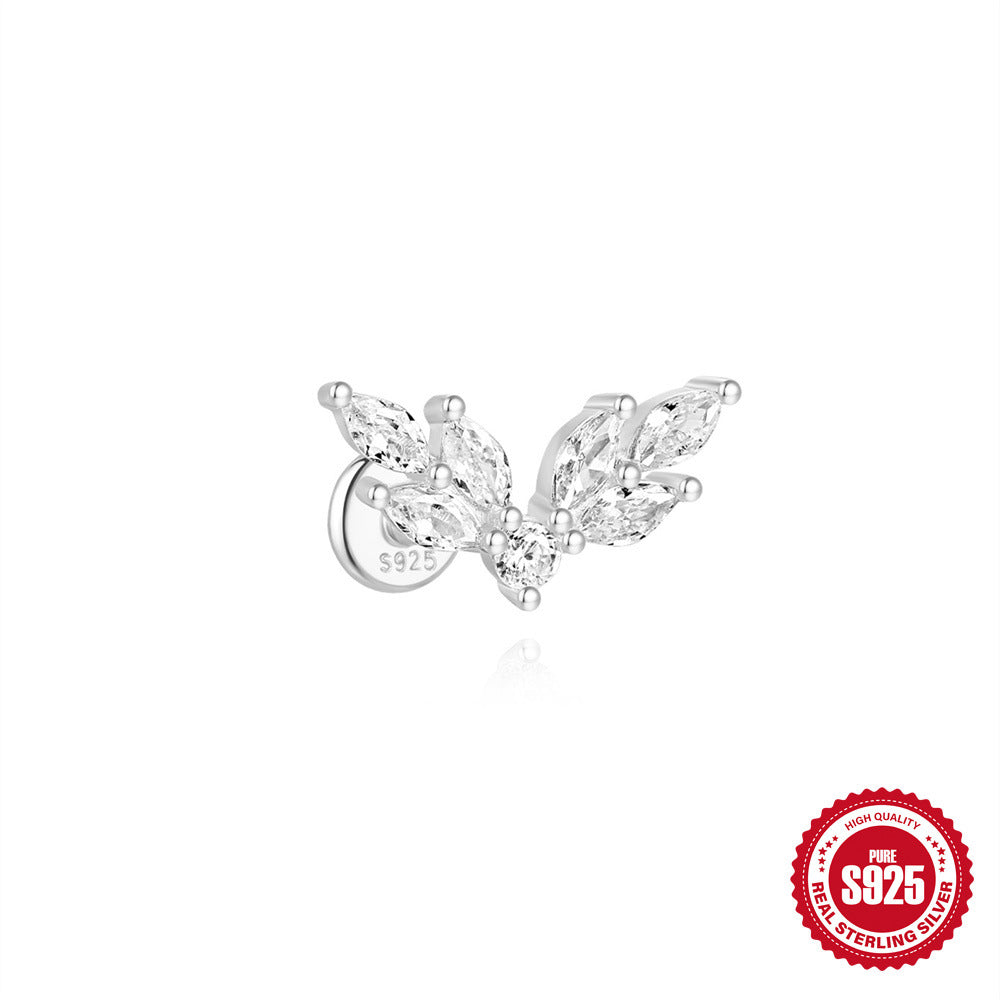 S925 Sterling Silver Stud Earrings With Diamonds For Cartilage Or Ear Bone