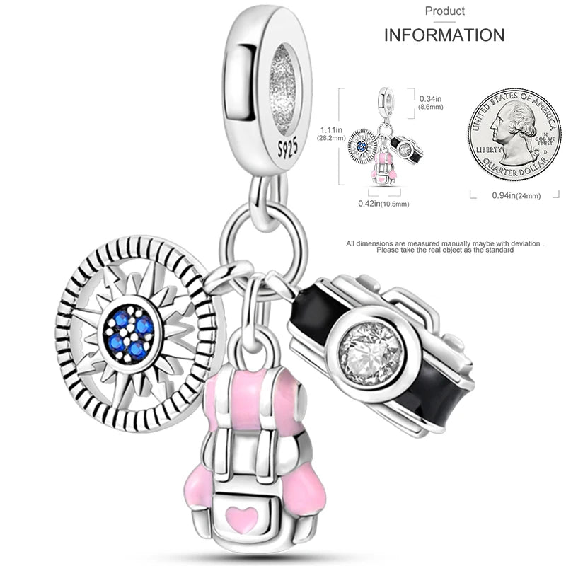 Hot Sneakers 925 Sterling Silver Ice Roller Skates Pink Ballet Shoes Charm Pendant Original Fits Women DIY Jewelry Girl Charms