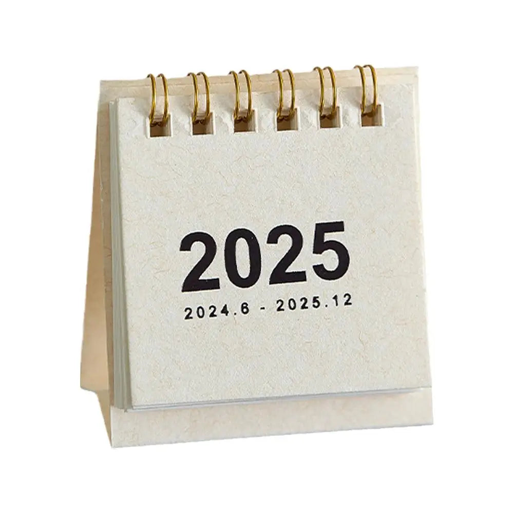 2025 Retro Simple Solid Color Desk Calendar Desktop Planner Calendar Yearly Agenda Table Paper Daily Stand Organizer Mini C9I7