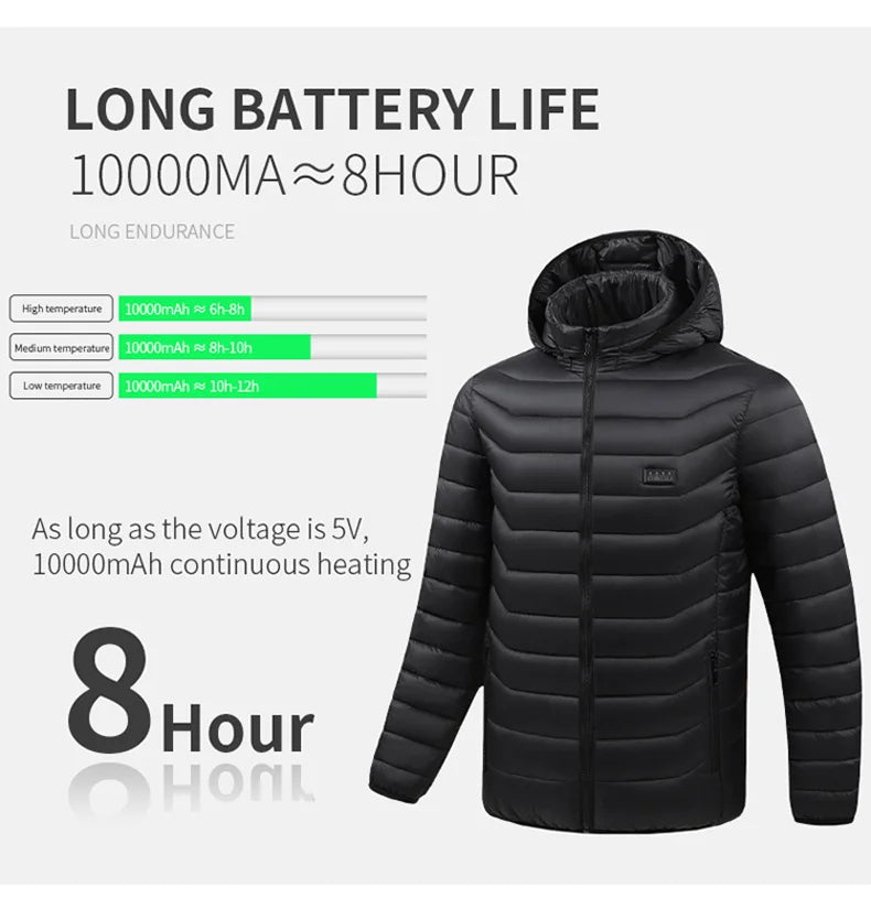 23 Areas Heating Jacket Men's Winter Usb Smart Heating Parka Self-heating Clothes Women 2024 Ski Warm Down Cotton Padded Jacket