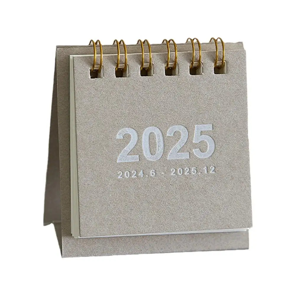 2025 Retro Simple Solid Color Desk Calendar Desktop Planner Calendar Yearly Agenda Table Paper Daily Stand Organizer Mini C9I7