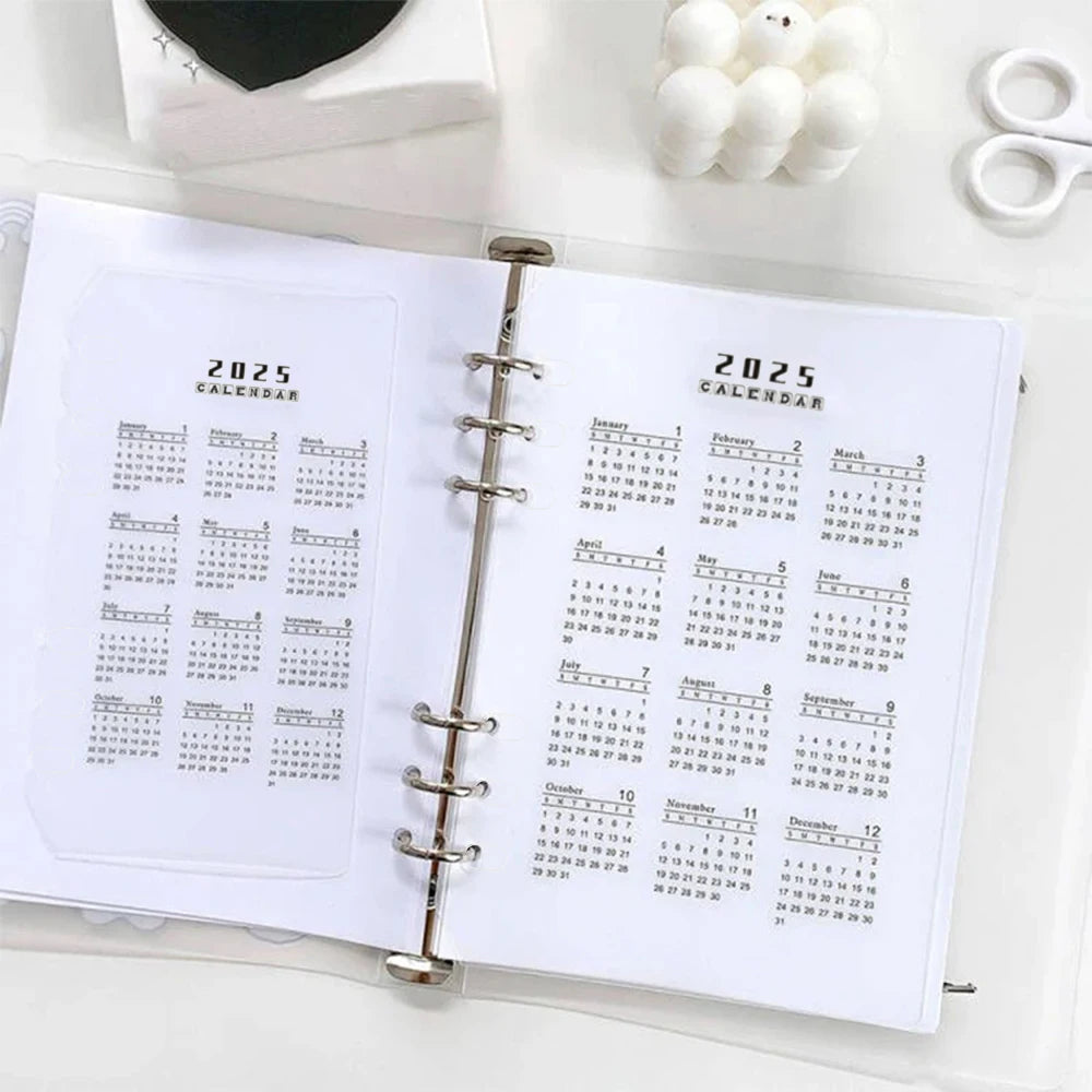 2025 Calendar PP Divider A5 A6 Loose Leaf Notebook Planner Index Sheet Binder Category Planner Inner Clip