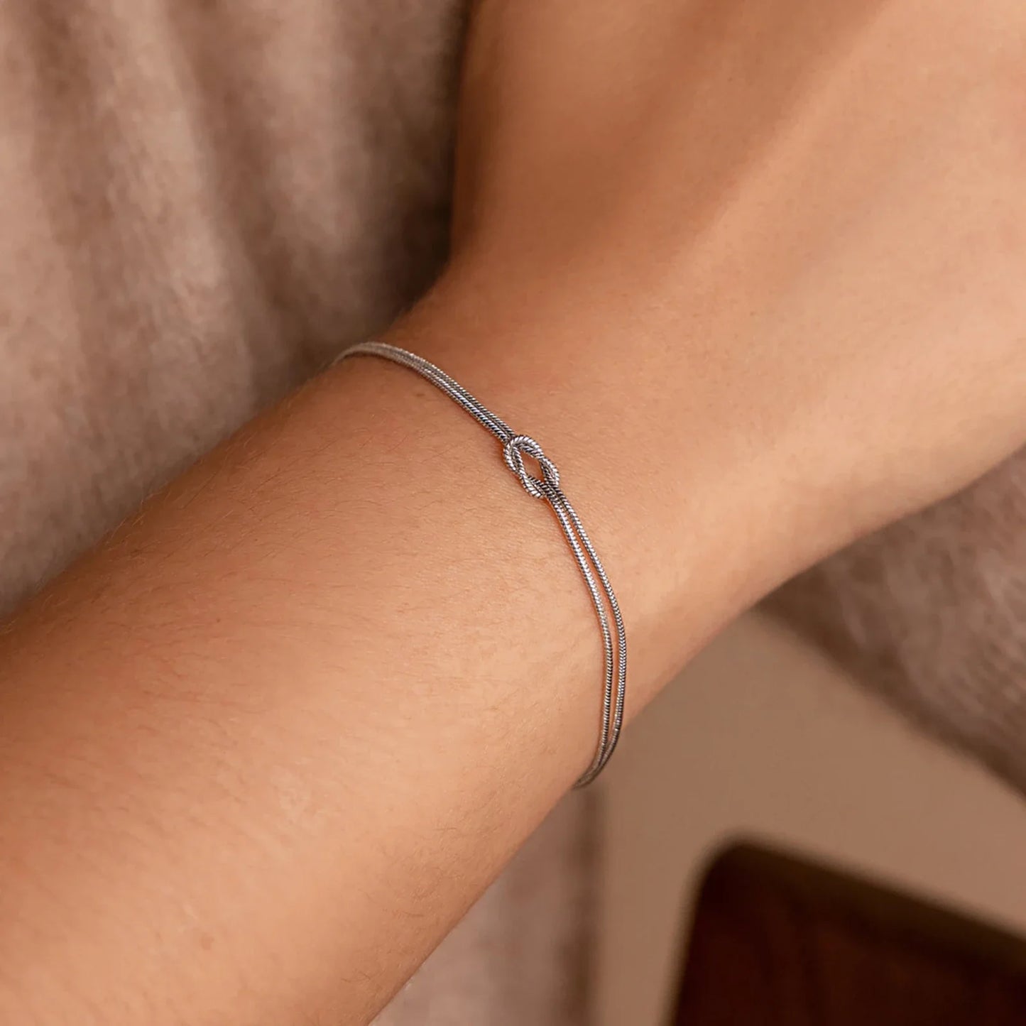 Cazador Gold Color Love Knot Double Snake Chain Bracelet Stainless Steel Trendy Bracelets for Women Men Jewelry Mother's Gift