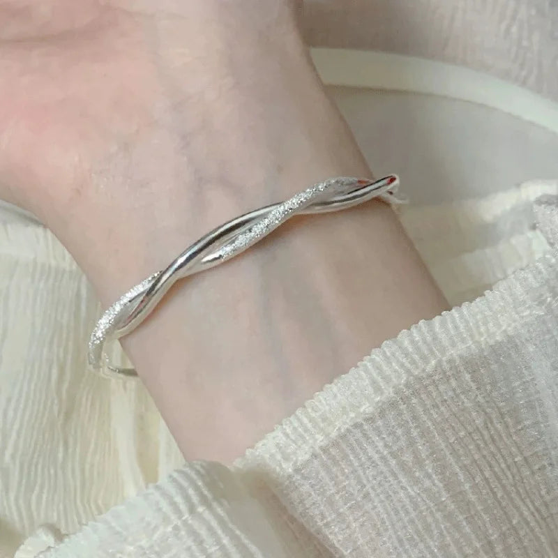 925 sterling silver original pretty weave bracelets Bangles for women fashion party wedding engagement jewelry Adjustable size