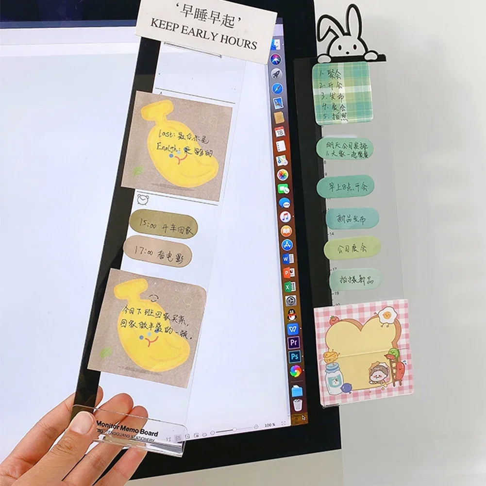 Acrylic Transparent Card Sticky Notes Monitor Memo Board Phone Holder Desktop Organizer Board Korean Stationery Office Supplies