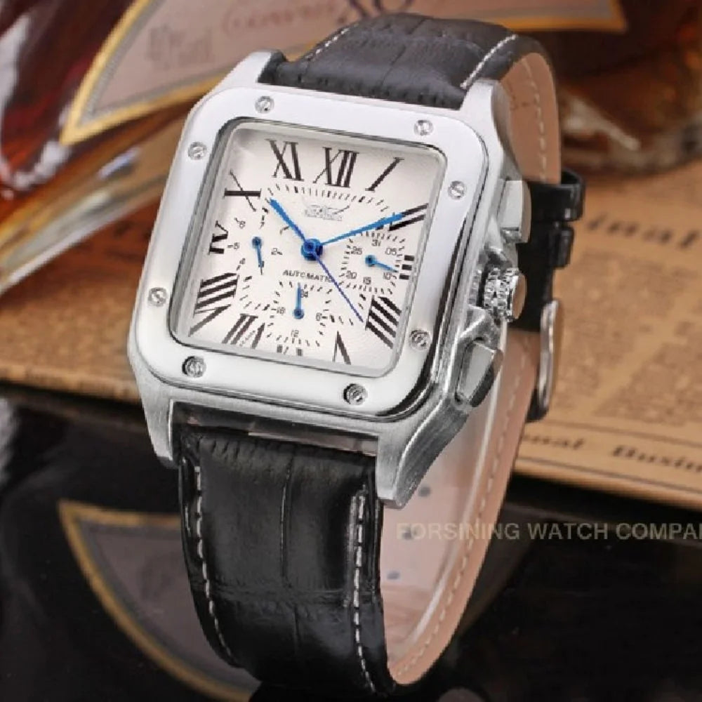 New High-End Luxury Square Automatic Mechanical Watch for Men, Hollow Design, Fashionable Business Casual Versatile Stylish Cool Trendy Men's Wristwatch, Valentine's Day Gift for Boyfriend, Top Choice for Gifts