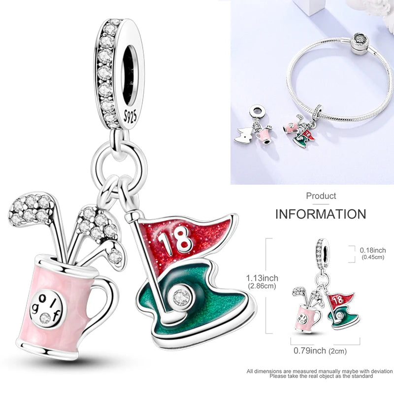 Hot Sneakers 925 Sterling Silver Ice Roller Skates Pink Ballet Shoes Charm Pendant Original Fits Women DIY Jewelry Girl Charms