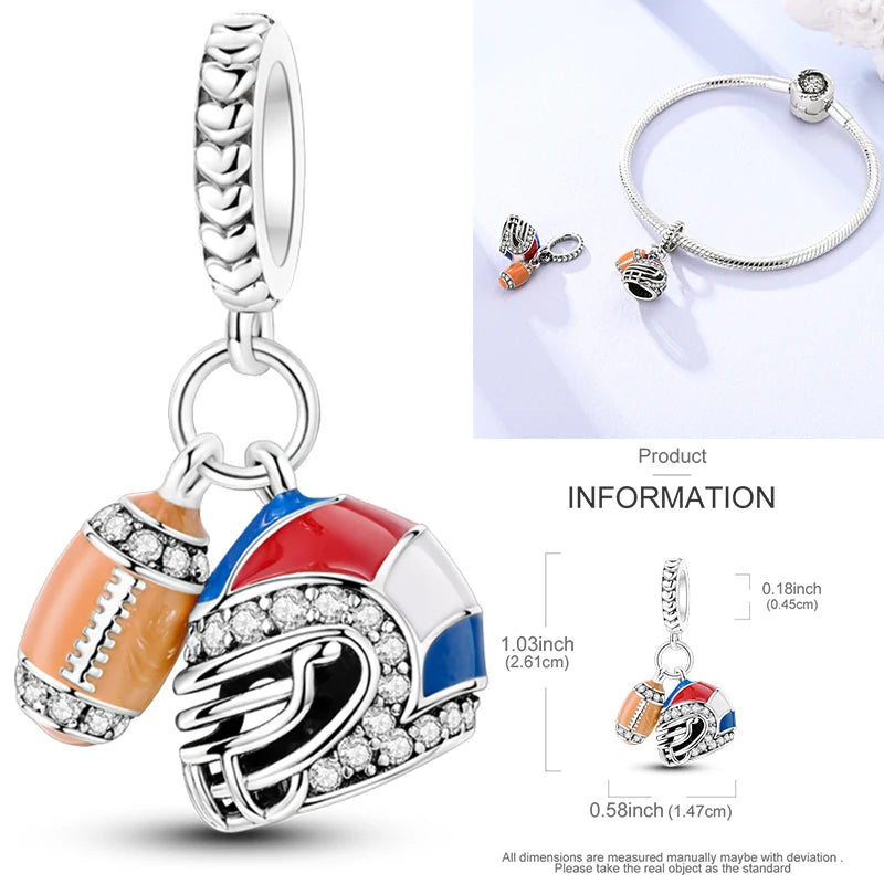 Hot Sneakers 925 Sterling Silver Ice Roller Skates Pink Ballet Shoes Charm Pendant Original Fits Women DIY Jewelry Girl Charms