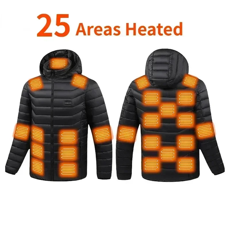 23 Areas Heating Jacket Men's Winter Usb Smart Heating Parka Self-heating Clothes Women 2024 Ski Warm Down Cotton Padded Jacket