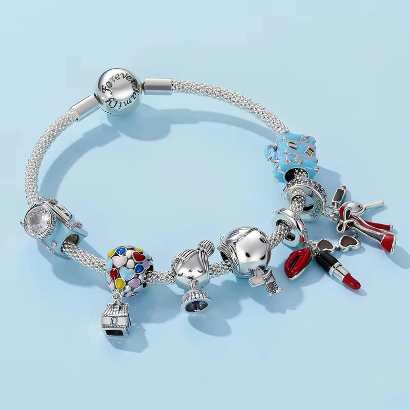 WOSTU 925 Sterling Silver Women Boy Girls Pet Camera Bee Charm Coffee Ladybug Beads Fit DIY Original Bracelet Pendants Jewelry