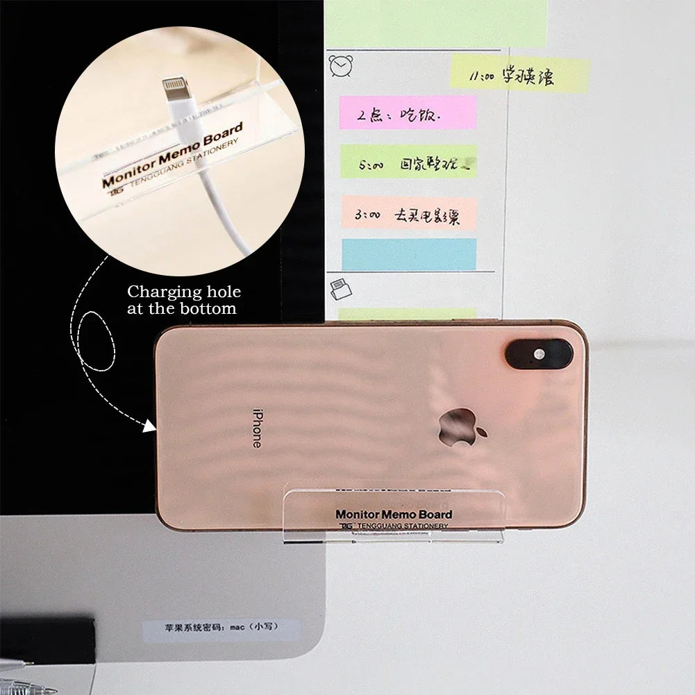 Acrylic Transparent Card Sticky Notes Monitor Memo Board Phone Holder Desktop Organizer Board Korean Stationery Office Supplies