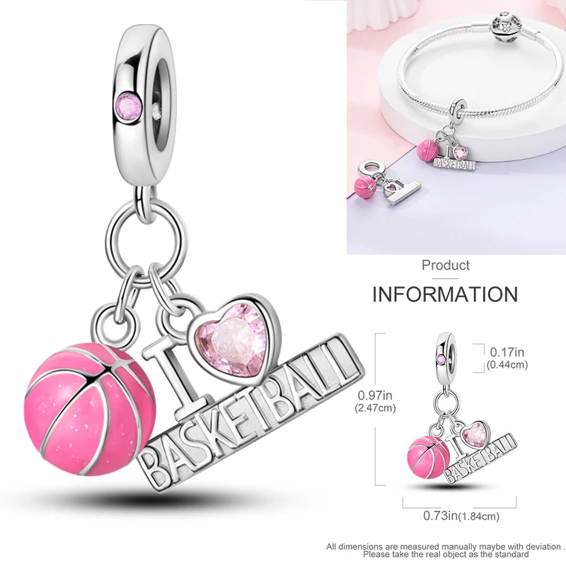 Hot Sneakers 925 Sterling Silver Ice Roller Skates Pink Ballet Shoes Charm Pendant Original Fits Women DIY Jewelry Girl Charms