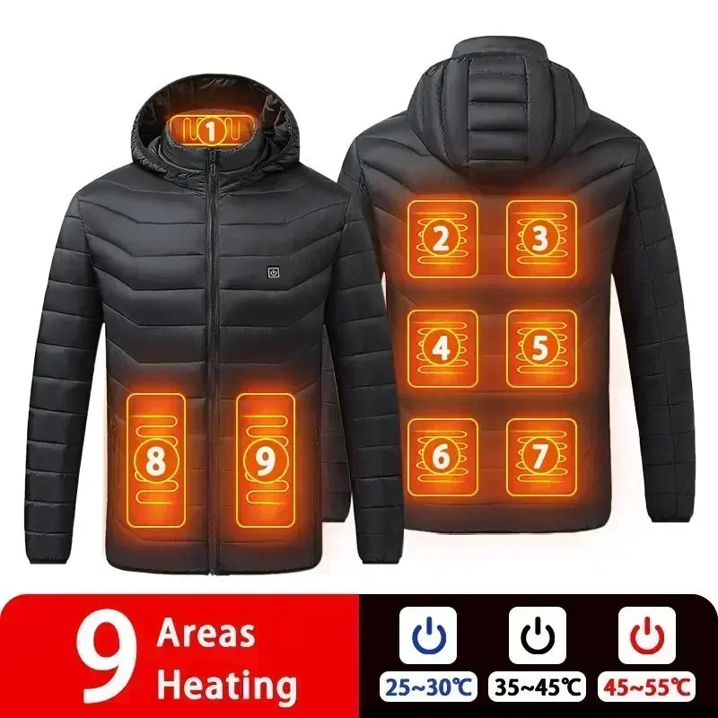 23 Areas Heating Jacket Men's Winter Usb Smart Heating Parka Self-heating Clothes Women 2024 Ski Warm Down Cotton Padded Jacket