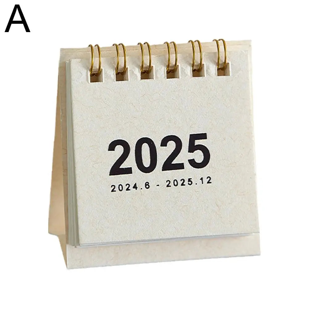 2025 Retro Simple Solid Color Desk Calendar Desktop Planner Calendar Yearly Agenda Table Paper Daily Stand Organizer Mini C9I7