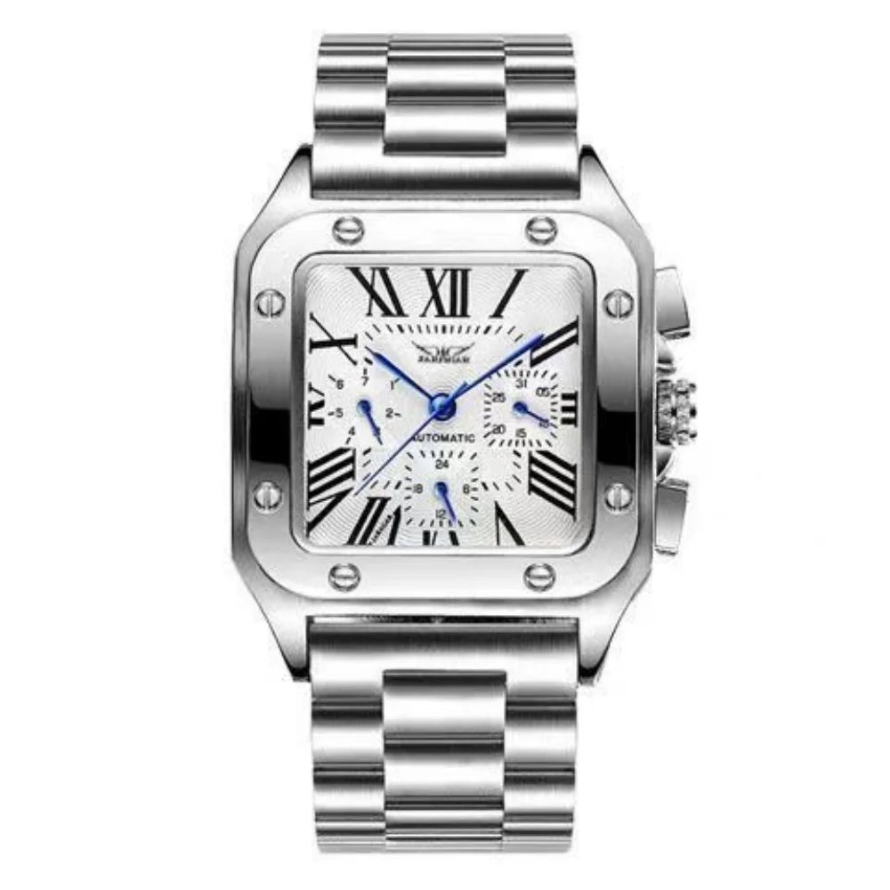 New High-End Luxury Square Automatic Mechanical Watch for Men, Hollow Design, Fashionable Business Casual Versatile Stylish Cool Trendy Men's Wristwatch, Valentine's Day Gift for Boyfriend, Top Choice for Gifts