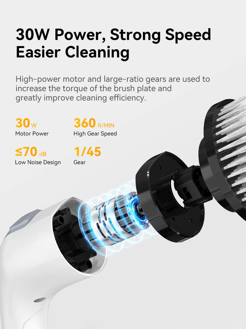 Electric Spin Scrubber Shower Scrubber Cordless Cleaning Brush with 7 Replaceable Brush Heads and Squeegee Adjustable Extension