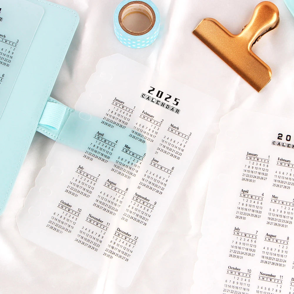 2025 Calendar PP Divider A5 A6 Loose Leaf Notebook Planner Index Sheet Binder Category Planner Inner Clip