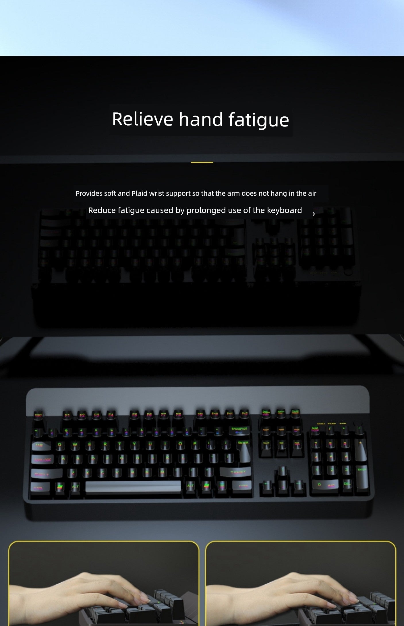 Keyboard Support Wristband Pad with Storage Box Wrist Protection for 104 Mechanical Keyboard 87 Key Code 98 Hand Cushion