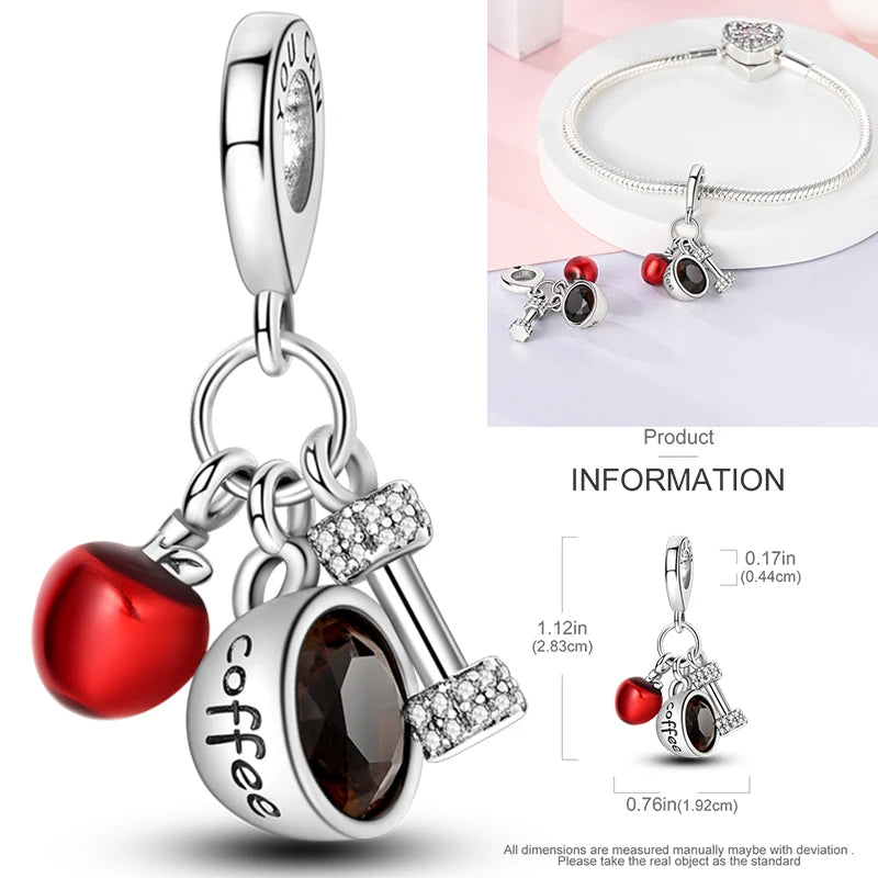 Hot Sneakers 925 Sterling Silver Ice Roller Skates Pink Ballet Shoes Charm Pendant Original Fits Women DIY Jewelry Girl Charms