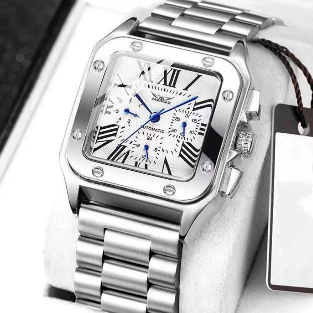 New High-End Luxury Square Automatic Mechanical Watch for Men, Hollow Design, Fashionable Business Casual Versatile Stylish Cool Trendy Men's Wristwatch, Valentine's Day Gift for Boyfriend, Top Choice for Gifts