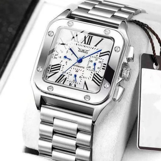 New High-End Luxury Square Automatic Mechanical Watch for Men, Hollow Design, Fashionable Business Casual Versatile Stylish Cool Trendy Men's Wristwatch, Valentine's Day Gift for Boyfriend, Top Choice for Gifts