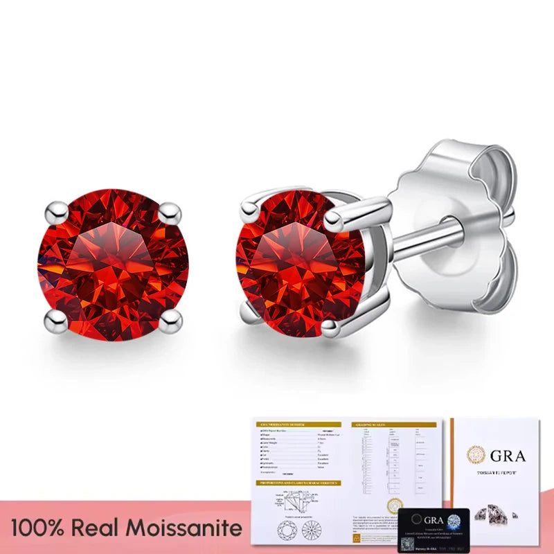 Real 0.1-3CT Test Passed Moissanite Diamond Stud Earrings for Women S925 Silver Platinum Plated Bride Wedding GRA Fine Jewelry