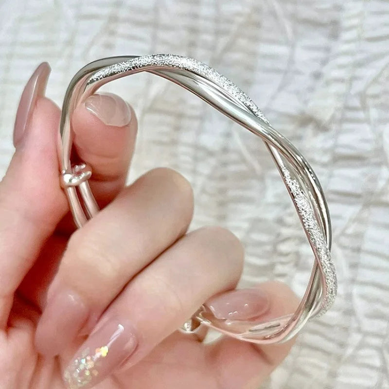 925 sterling silver original pretty weave bracelets Bangles for women fashion party wedding engagement jewelry Adjustable size