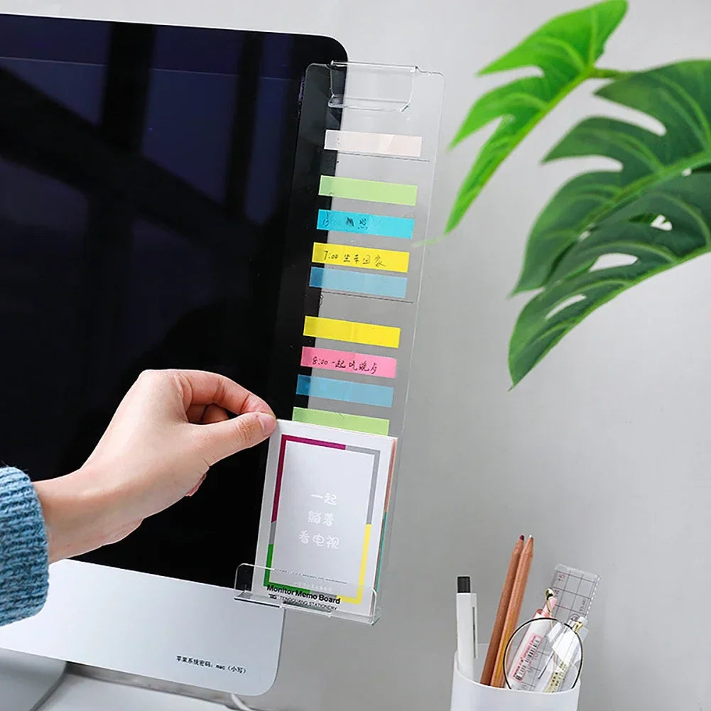 Acrylic Transparent Card Sticky Notes Monitor Memo Board Phone Holder Desktop Organizer Board Korean Stationery Office Supplies