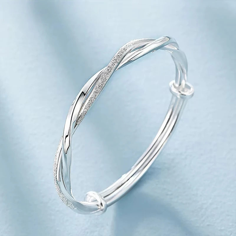925 sterling silver original pretty weave bracelets Bangles for women fashion party wedding engagement jewelry Adjustable size