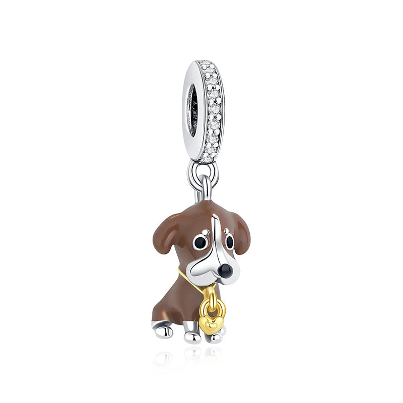 Original 925 Sterling Silver Charms Love Pets Dog Cat Paw Print Pendant Beads Fit Brand Bracelets Necklaces Women DIY Jewelry