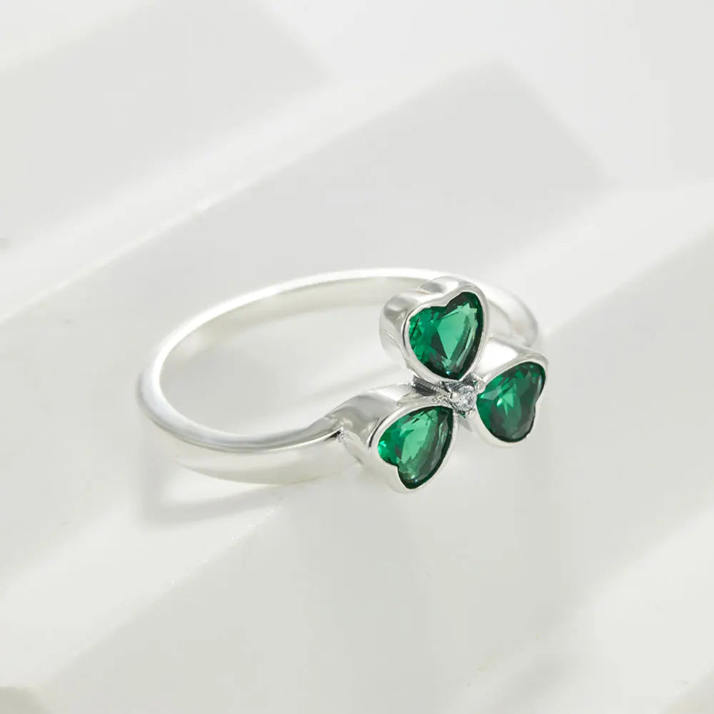 925 Sterling Silver Ring Women's Cubic Zirconia Lucky Clover Multi Layer Ring Wedding Ring Aesthetic Jewelry Gift