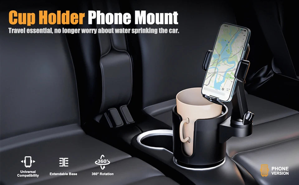 Universal Car cup holder cup holder mobile phone holder central control 2-in-1 multifunctional 360 ° car navigation phone holder