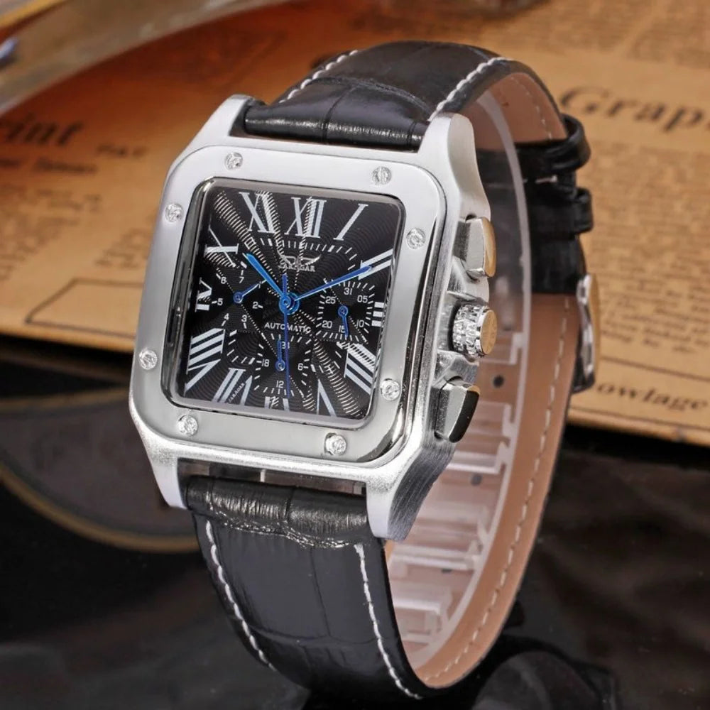 New High-End Luxury Square Automatic Mechanical Watch for Men, Hollow Design, Fashionable Business Casual Versatile Stylish Cool Trendy Men's Wristwatch, Valentine's Day Gift for Boyfriend, Top Choice for Gifts