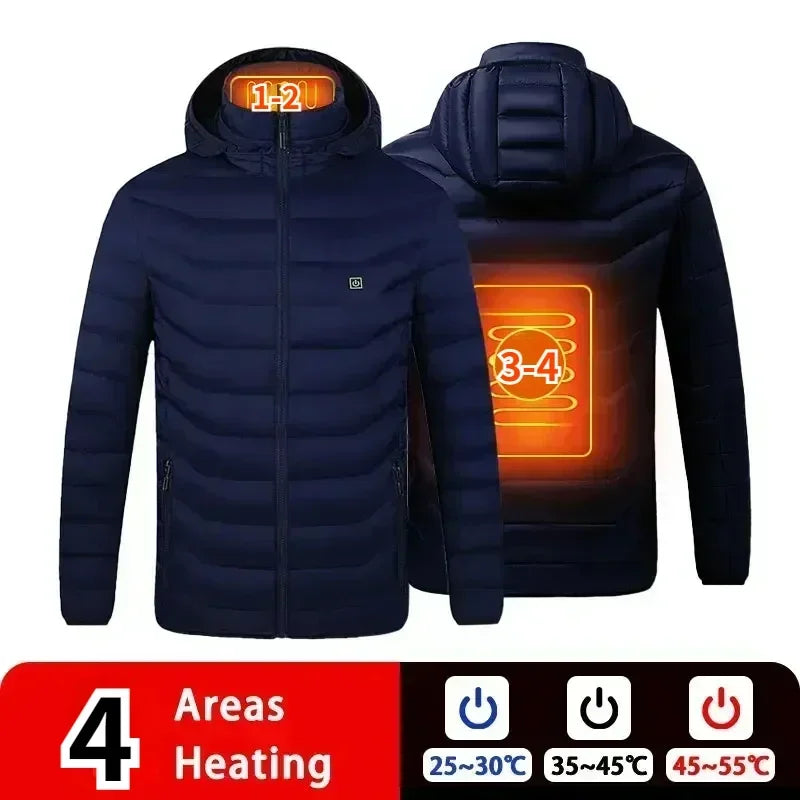 23 Areas Heating Jacket Men's Winter Usb Smart Heating Parka Self-heating Clothes Women 2024 Ski Warm Down Cotton Padded Jacket