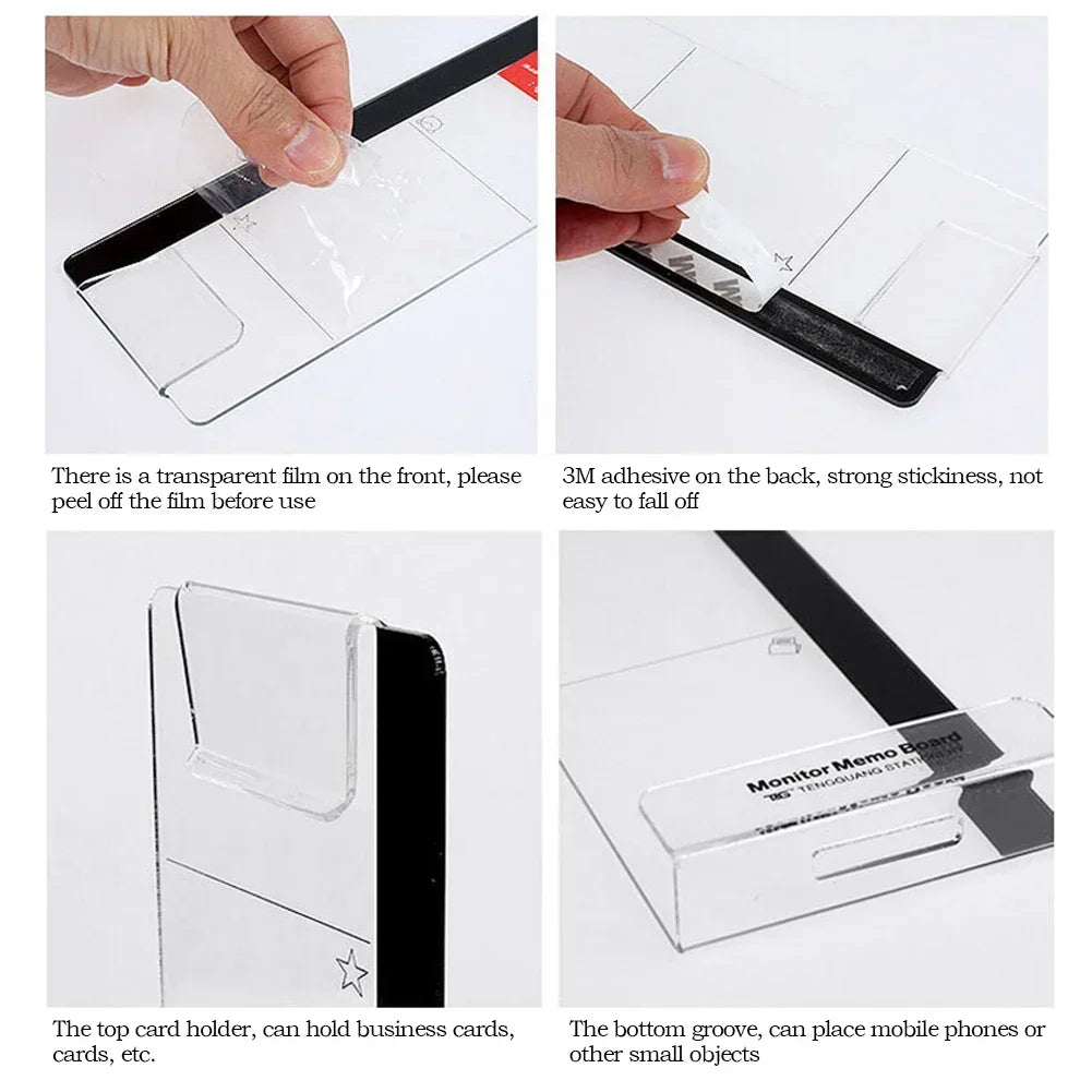Acrylic Transparent Card Sticky Notes Monitor Memo Board Phone Holder Desktop Organizer Board Korean Stationery Office Supplies