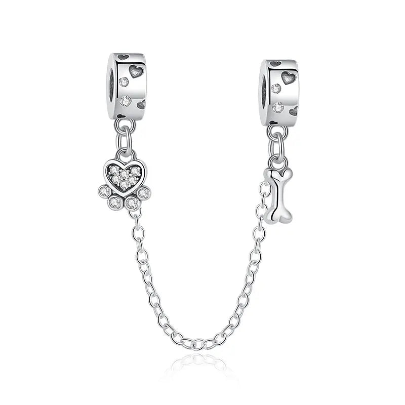 Original 925 Sterling Silver Charms Love Pets Dog Cat Paw Print Pendant Beads Fit Brand Bracelets Necklaces Women DIY Jewelry