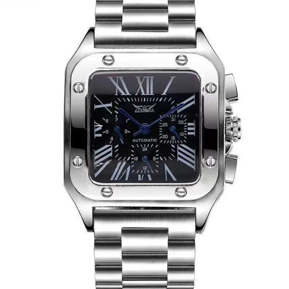 New High-End Luxury Square Automatic Mechanical Watch for Men, Hollow Design, Fashionable Business Casual Versatile Stylish Cool Trendy Men's Wristwatch, Valentine's Day Gift for Boyfriend, Top Choice for Gifts