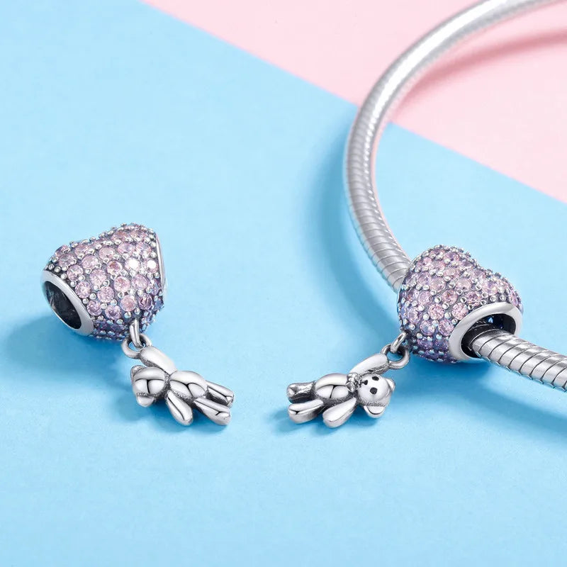 WOSTU 925 Sterling Silver Women Boy Girls Pet Camera Bee Charm Coffee Ladybug Beads Fit DIY Original Bracelet Pendants Jewelry
