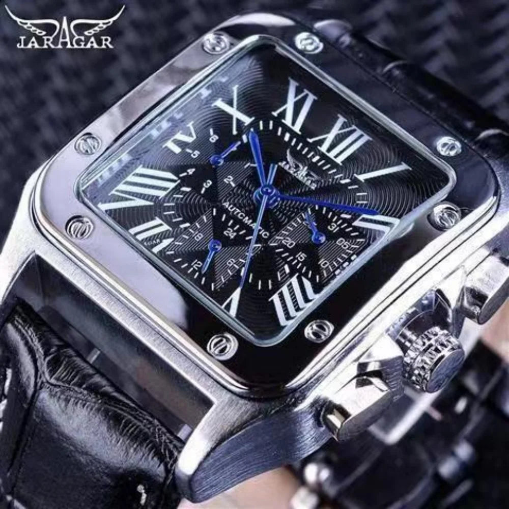 New High-End Luxury Square Automatic Mechanical Watch for Men, Hollow Design, Fashionable Business Casual Versatile Stylish Cool Trendy Men's Wristwatch, Valentine's Day Gift for Boyfriend, Top Choice for Gifts