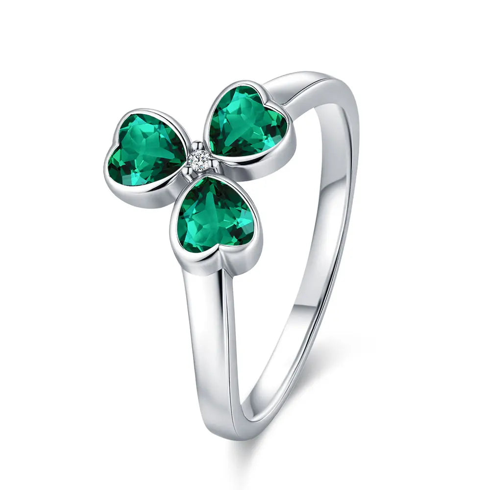 925 Sterling Silver Ring Women's Cubic Zirconia Lucky Clover Multi Layer Ring Wedding Ring Aesthetic Jewelry Gift