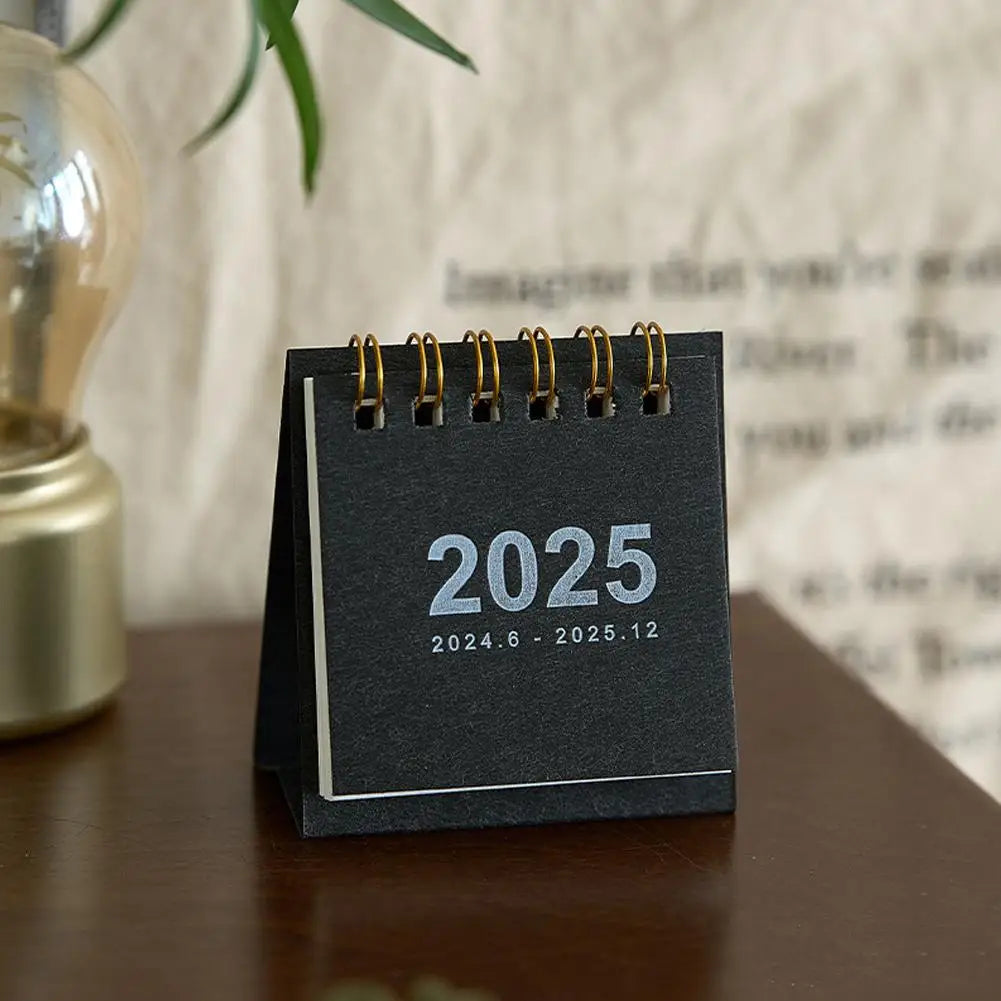 2025 Retro Simple Solid Color Desk Calendar Desktop Planner Calendar Yearly Agenda Table Paper Daily Stand Organizer Mini C9I7