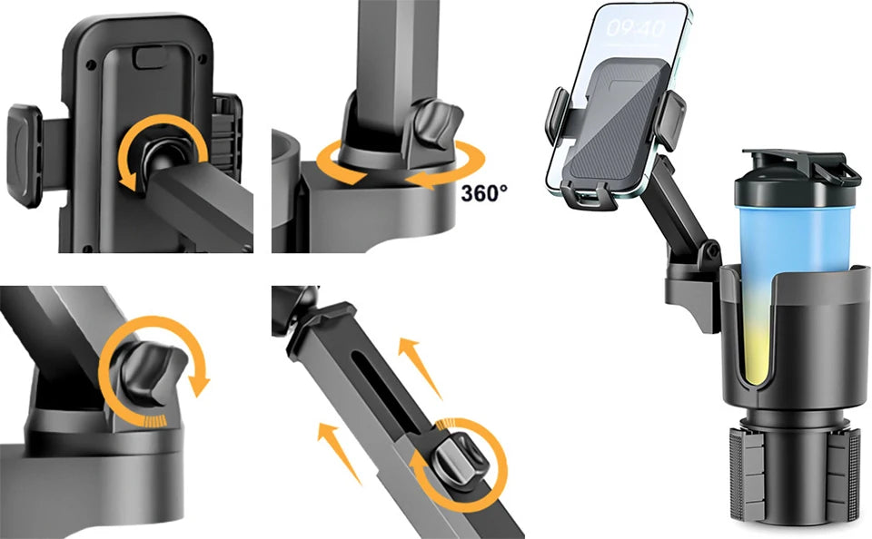 Universal Car cup holder cup holder mobile phone holder central control 2-in-1 multifunctional 360 ° car navigation phone holder