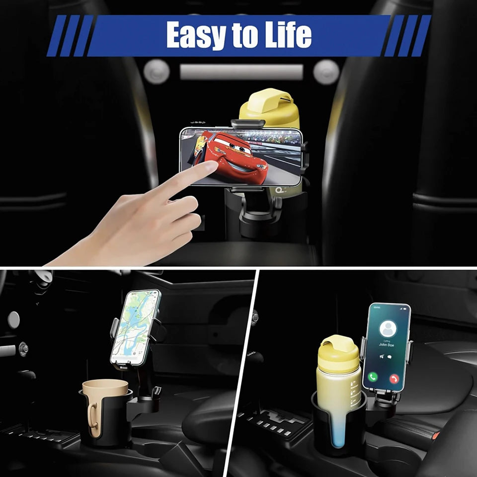 Universal Car cup holder cup holder mobile phone holder central control 2-in-1 multifunctional 360 ° car navigation phone holder