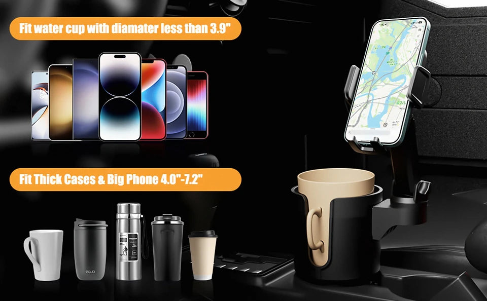 Universal Car cup holder cup holder mobile phone holder central control 2-in-1 multifunctional 360 ° car navigation phone holder