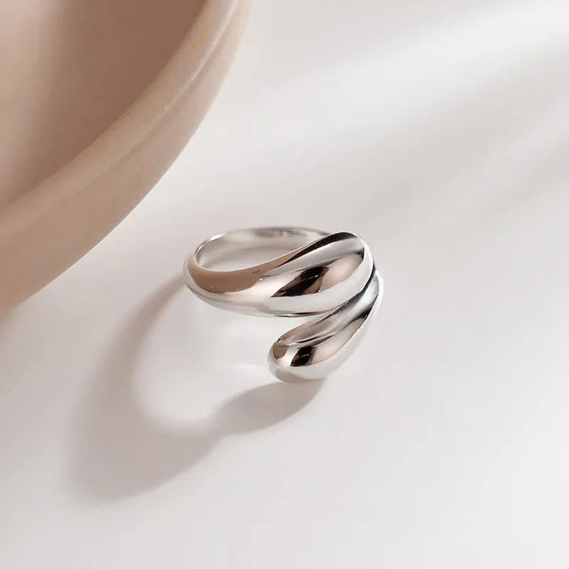 925 sterling silver Smooth Double Ball Beads Rings For Woman Open 18K Gold Geometric Wedding Couple Rings Aesthetic Jewelry Gift