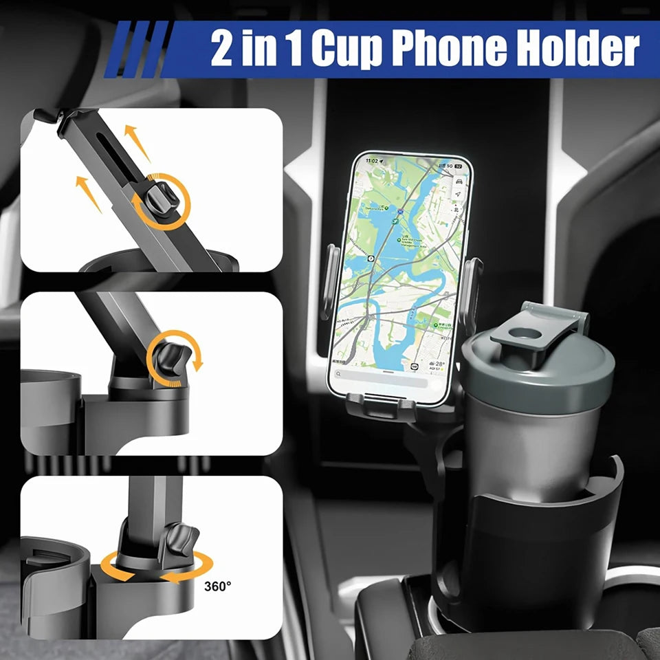 Universal Car cup holder cup holder mobile phone holder central control 2-in-1 multifunctional 360 ° car navigation phone holder