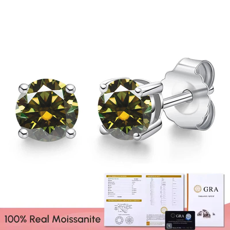 Real 0.1-3CT Test Passed Moissanite Diamond Stud Earrings for Women S925 Silver Platinum Plated Bride Wedding GRA Fine Jewelry