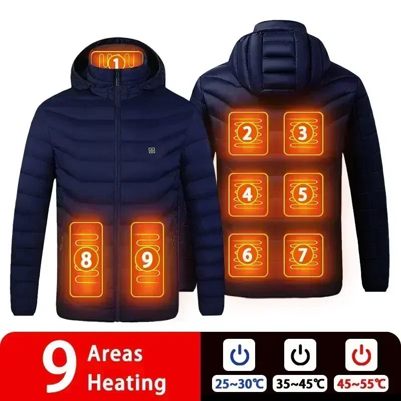 23 Areas Heating Jacket Men's Winter Usb Smart Heating Parka Self-heating Clothes Women 2024 Ski Warm Down Cotton Padded Jacket