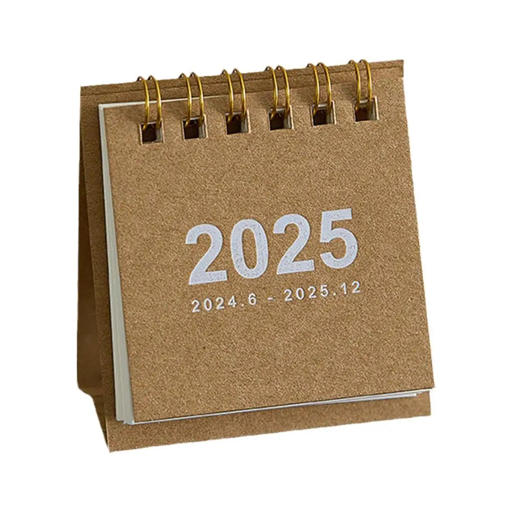2025 Retro Simple Solid Color Desk Calendar Desktop Planner Calendar Yearly Agenda Table Paper Daily Stand Organizer Mini C9I7