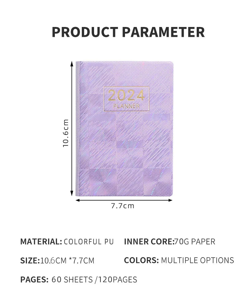 Laser Agenda 2024 2025 Planner Notebook Cuadernos Cahier Colorful Note Book Planner Journal Libretas Diary Cuaderno Notebooks
